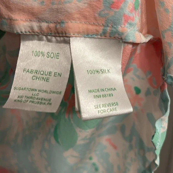 EUC Lilly Pulitzer silk sleeveless top.  Size L - Picture 5 of 6